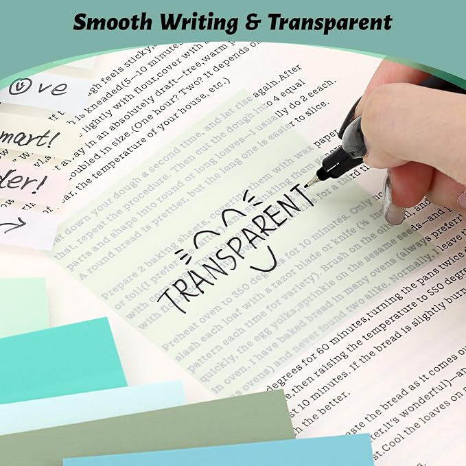 800 Sheets Transparent Sticky Notes 3" X 3" for School Office Supplies | Clear Translucent Self-Adhesive Sticky Notes for Back to School & Office Supplies, See Through Reveals Underlying Bible Text