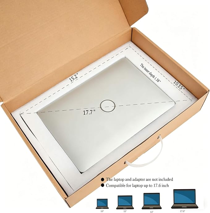 Laptop Box Great for Laptop Computer Shipping | Laptop Shipping Box Secure Mailer Box with Carry Handle Great For Laptop Computer Shipping, Fits Screen Sizes Up to 17.7 Inch