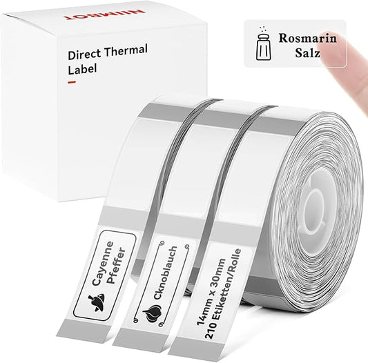 NIIMBOT D11 Label Maker Tape D110 Labels 3Rolls, Self-Adhesive Labeling Tape Replacement 0.55" X 1.18" (14 X 30mm) Clear Label Refills for Home Office, 630 Labels/3Rolls, Clear