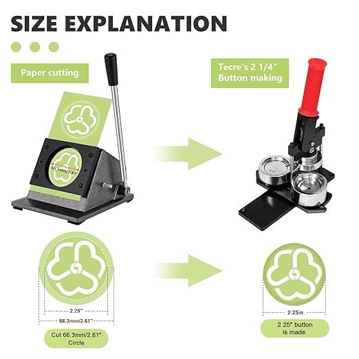 2. 618" Circle Cutter Punch Graphic Punch Die Cutter Button Paper Cutter Paper Cutter for Buttons, Compatible with Tecre 2 1/4" Pin Badge Button Maker Badge Punch Press