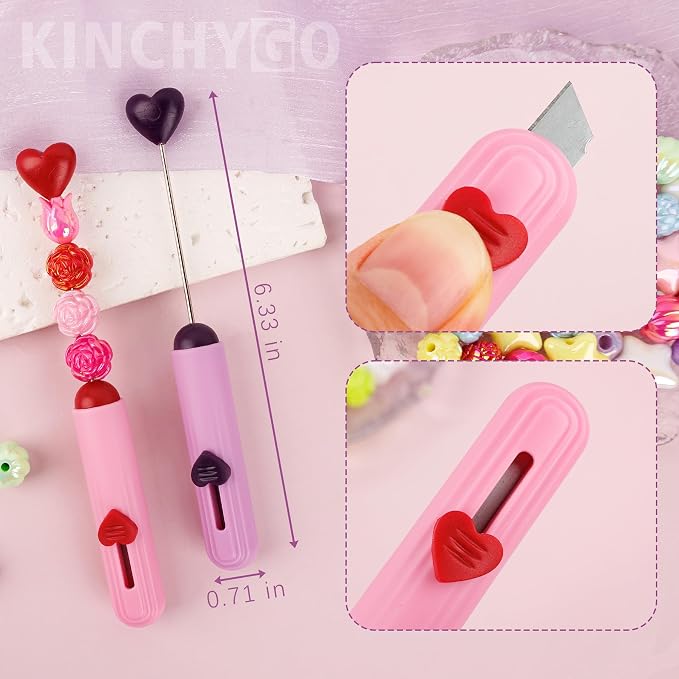 10 Pack Beadable Letter Openers Blanks Heart Metal | Beaded Envelope Opener for Slitter Mail 10 Colors