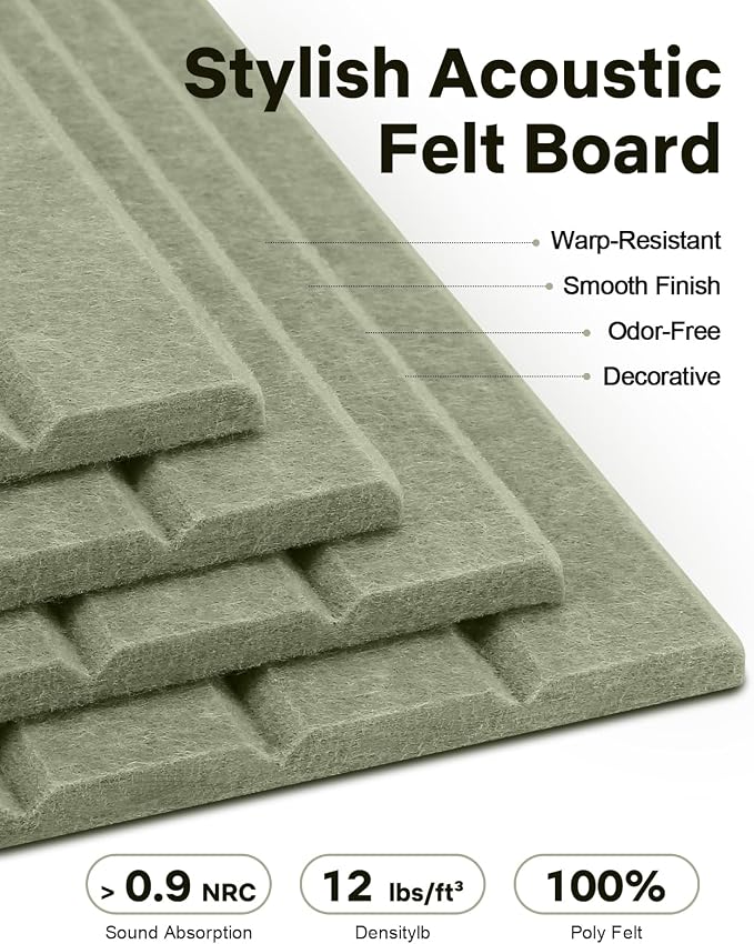Cork Bulletin Board Tiles, Office Pin Board | 48" x 36" Large Wall Panels for Office, Dorm, Room and Desk Decor (Sage Green)