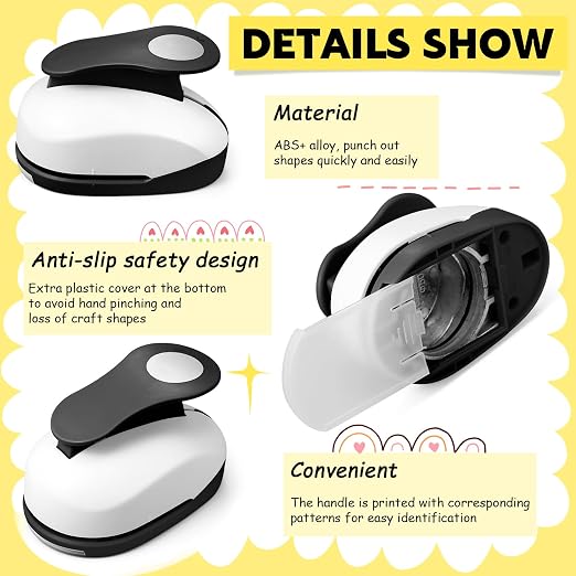 CHENGU 6 Pcs Circle Punch Set 3in/2in/1.5in/1in/0.6in/0.3in Scrapbook Hole Punchers Crafting with 10 Sticker Paper Round Cutter Scrapbook for Office Supplies DIY Albums Photos(Black)