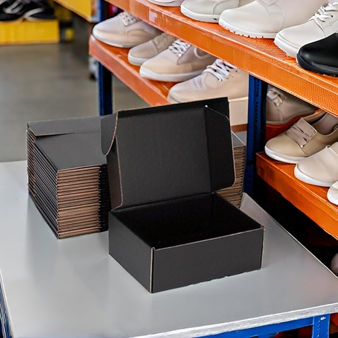 Small Shipping Boxes 12x9x4 Inches – Black Corrugated Cardboard Boxes (20-Pack) for Mailing, Packing, Small Business & Gift Packaging - Recyclable & Sturdy