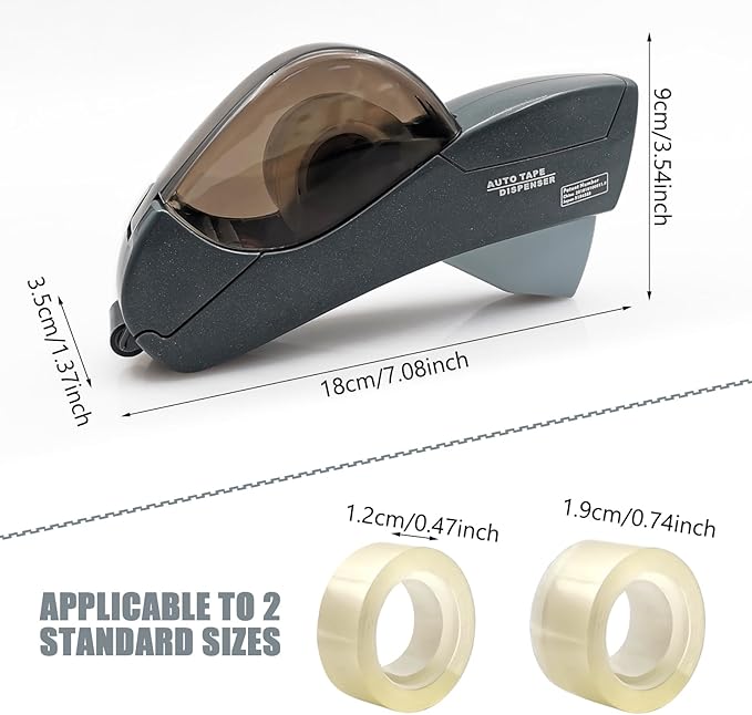 Automatic Tape Dispenser for Wrapping Gifts, Handheld Packaging Tape Dispenser Gun with Cutter, Dispensers for Adhesive Tapes-Grey