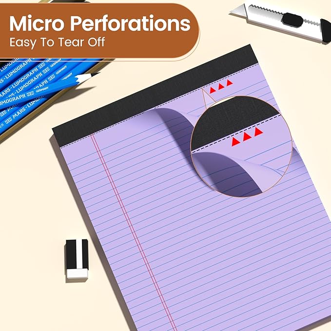 Legal Pads 8.5 X11, Narrow Ruled Notepads, 12 Pack, 50 Sheet/Pad, Colored Legal Pads, Tear Off Notepad, Perforated Writing Pad, Notebook Paper College Ruled, Notepads for Office Home School, Notepad
