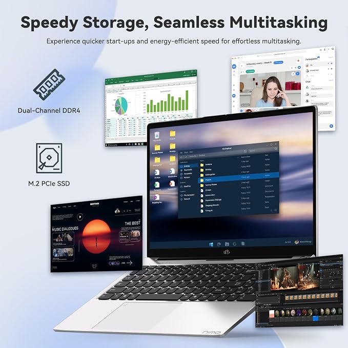 NIMO 15.6" FHD IPS Laptop, Core i3-1215U 6-Core Up to 4.4GHz (Beats R5 7520U), 32GB RAM 1TB SSD, Wi-Fi 6, Backlit Keyboard, Fingerprint Reader, 65W Type-C Charging, Student & Business Notebook