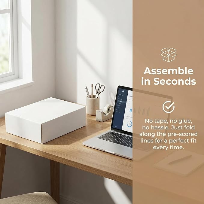Shipping Boxes, White Corrugated Cardboard Boxes Literature Mailer Boxes Gift Boxes Small Boxes for Shipping Wrapping Mailing Packaging Small Business (White, 12" x 9" x 4"/5 Pack)