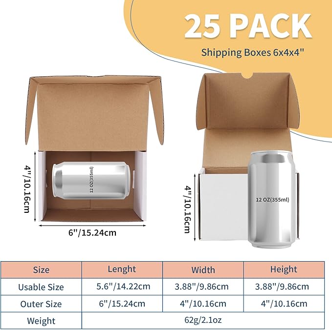 ZBEIVAN 6x4x4 White Shipping Boxes Set of 25, Corrugated Cardboard Mailer Boxes for Packaging Small Business Mailing Gifts