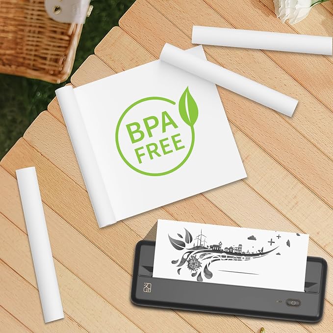 4 Rolls Thermal Printer Paper 8.5" x 11" US Letter Size - High-Efficiency Durable Printing for Picture or Home Work, Printing Contract, Compatible with Most Thermal Printers (100 Sheets / 4 Rolls)