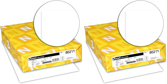 Wausau Papers Neenah Exact Vellum Bristol,8.5" x 11",67 lb/147 gsm,White,94 Brightness,250 Sheets (80211),(Pack of 2)