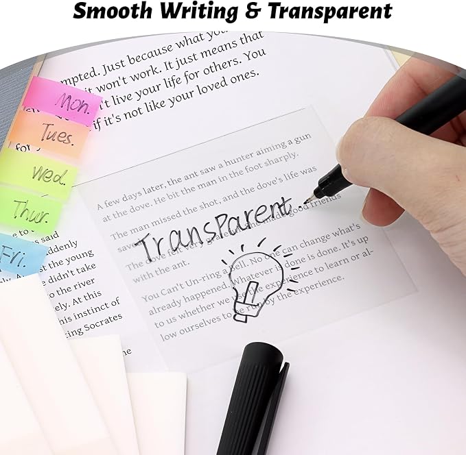 ‎SYMDROMIA Transparent Sticky Notes, 3"x3" Clear Post Translucent Sticky Notes with See Through Self-Adhesive Sticky Pads for Office School College Supplies, 800 Sheets White | Clear Translucent Self-Adhesive Sticky Notes for Back to School & Office Su...