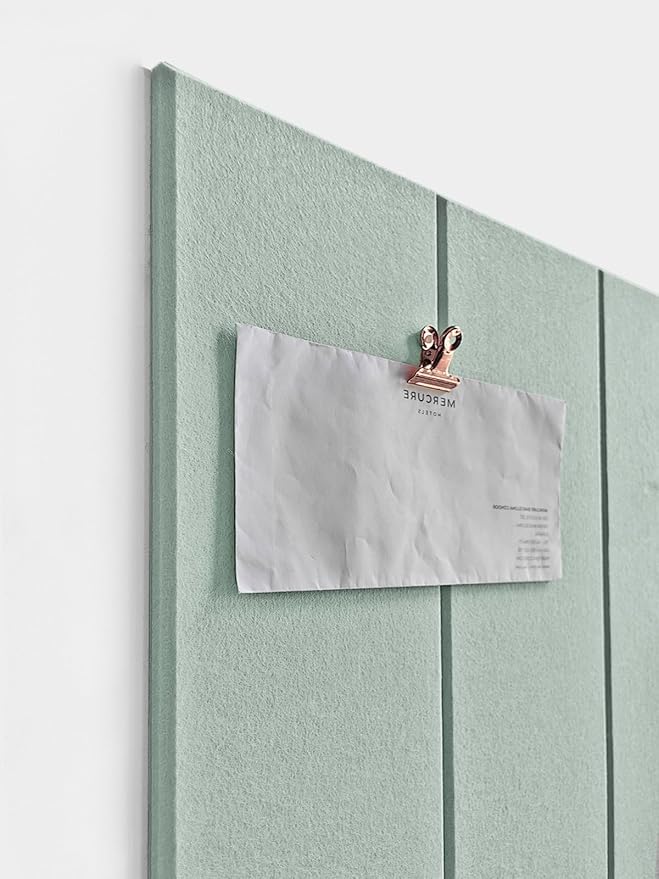 Shiplap Felt Wall Tiles (8-Pack) - Large 24x6 Acoustic Pinboard & Sound Dampening Memo Board, Decorative Bulletin Board with Included Adhesive Mounting Tabs -Mint