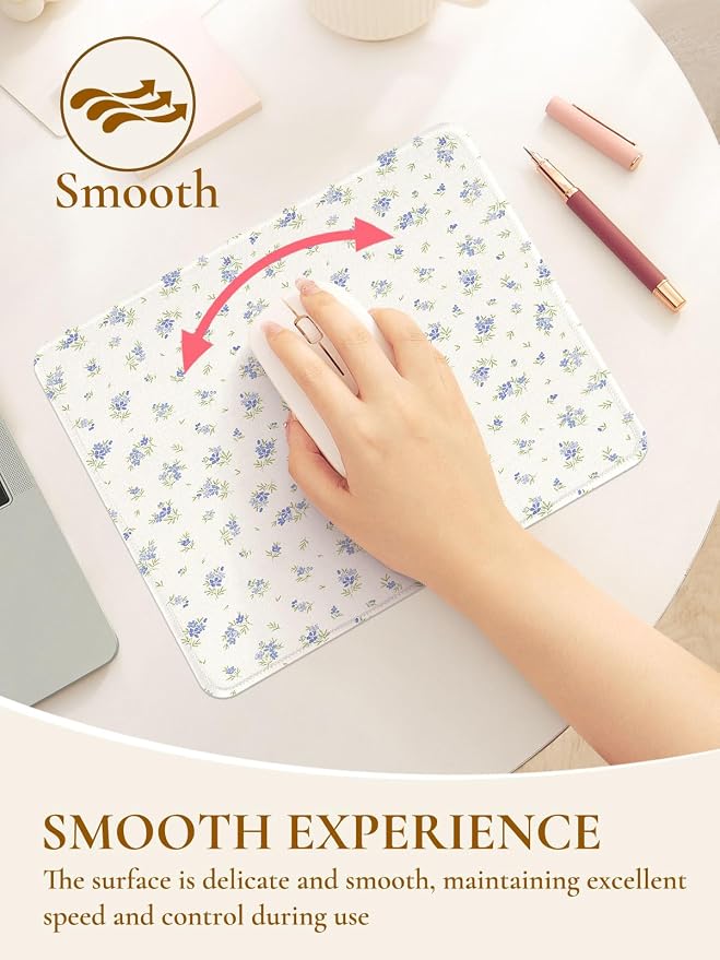 Elegant Blue Bouquet of Flowers Mouse Pad, Waterproof Aesthetics Floral Mouse Pads Design, Non-Slip Rubber Base Computer Simple Funny Mousepad,Small Mouse Mat Desk Accessories Office Supplies