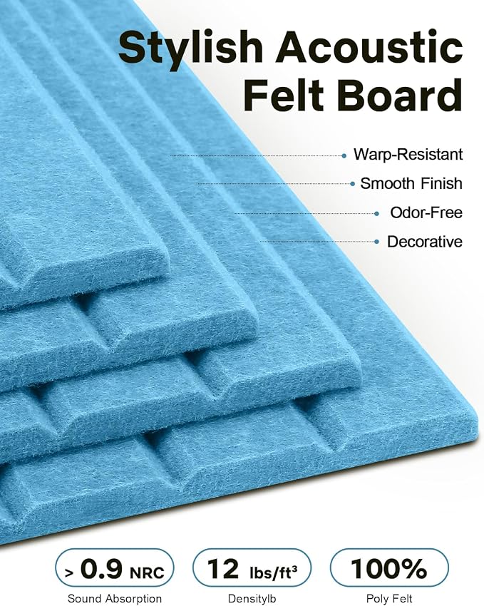 48" x 36" Large Cork Bulletin Board Tiles, Peel and Stick Felt Wall Panels for Vision, Message Center, Picture and Prayer Board for Office, Dorm, Room and Desk Decor(Aqua Blue)