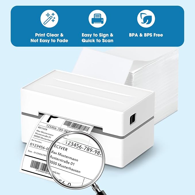 Fuxury Thermal Labels 4x6 500 Labels Fanfold Direct Shipping Label | with Perforated and Strong Adhesive Mailing Stickers Paper Thermal Printer Sticker for Most Printer Shipping Supplies