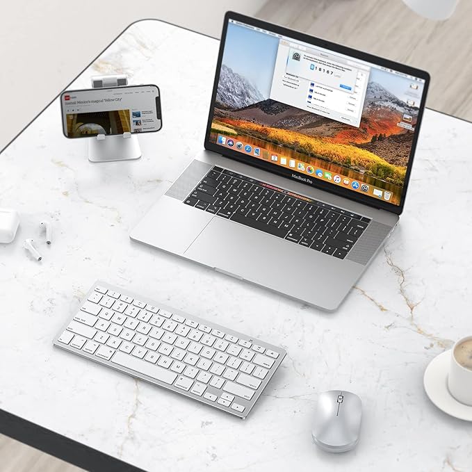 OMOTON Bluetooth Keyboard Compatible with Mac ONLY, Compact Wireless Keyboard Compatible with MacBook Pro/Air, iMac, Mac mini/Pro, Silver