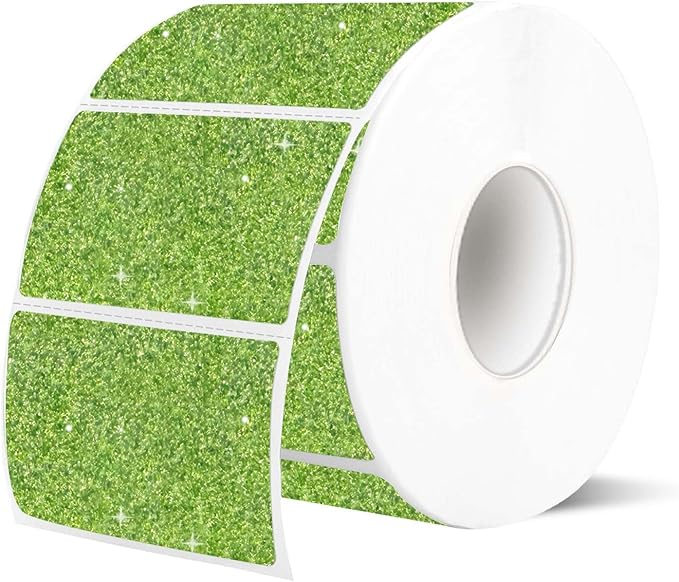 2.25"x1.25" Holographic Thermal Labels Stickers, Glitter Direct Thermal Printer Labels, Waterproof Address Shipping Label Stickers, 300 Sheet/ 1 Roll, Shiny Green