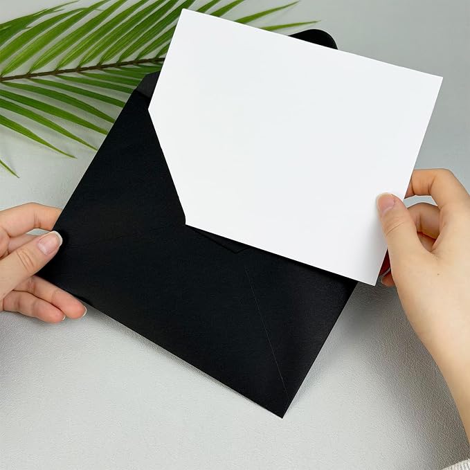 50 PCS Black Colorful A7 Envelopes with Stickers, 5x7 Envelopes for Greeting Cards, Great for Invitations, Wedding Invitation, Birthday, Baby Shower, Graduation