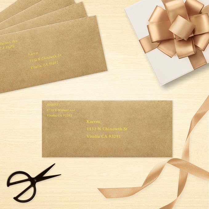200 Pack #10 Business Envelopes, Brown Kraft Standard Envelopes Self Seal, Letter Size Mailing Envelopes for Checks Letters Invoices Christmas Birthday Graduation Wedding, 4 1/8 x 9 1/2 Inch
