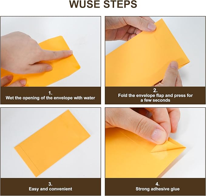 ESSENTIAL #7 120 Pieces Cash Envelopes 3.5" x 6.5" with Gummed Flap, Small Parts Envelope for Home and Office Use (Assorted -120)