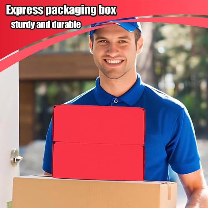Small Shipping Boxes, 50 Pack Cardboard Box Corrugated Mailer Boxes Small Corrugated Boxes For Shipping Packaging Craft Gifts Giving Products, 6 x 4 x 1.6 Inches (Red)