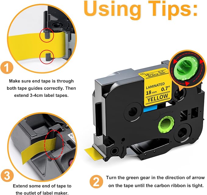 Replacement for Brother P Touch Label Maker Tape TZe TZ Tape 18mm 0.7 Inch | Laminated Black on Orange/Red/Blue/Yellow/Green Compatible with Brother P Touch PT-D400 D410 D600 1880, 3/4 inch, 5-Pack