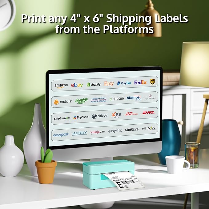 OFFNOVA USB Shipping Label Printer, 4x6 Thermal Printer for Shipping Packages, High-Speed Label Maker, Compatible with ShipStation, UPS, FedEx, Ebay, Amazon, Shopify, USPS, NO Bluetooth Function
