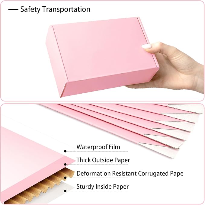 9x6x2 Pink Shipping Boxes, 45 Pack Corrugated Cardboard Mailer Boxes for Packaging Small Business Mailing Gift