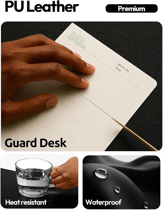 YSAGi Leather Desk Protector, Office Mat, Large Mouse Mat, Non-Slip PU Leather Blotter, Laptop Desk Mat, Waterproof Writing Pad for Office and Home(Black, 42" x 17.2")