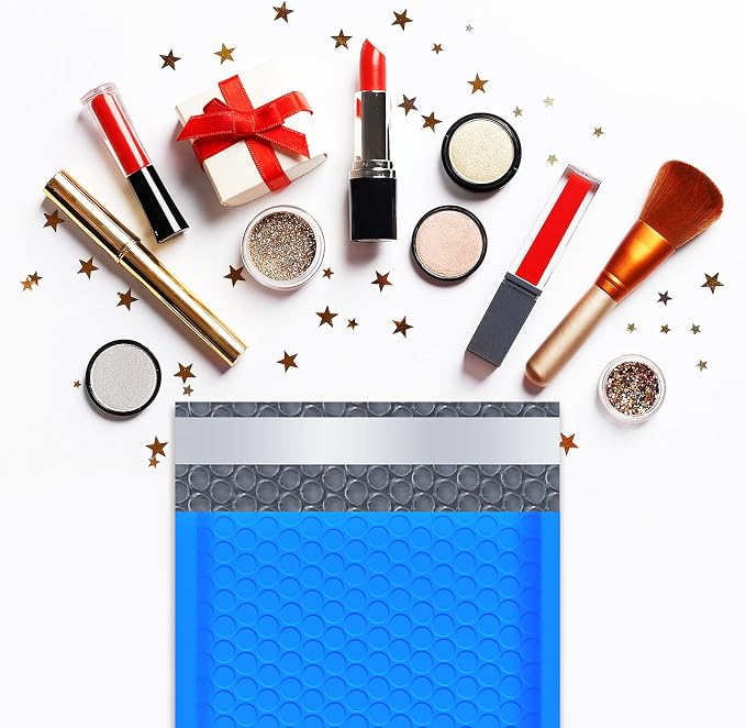 UCGOU Bubble Mailers 5x8.6" Usable Size 5x7" Padded Envelopes Blue 50 Pack | Waterproof Lightweight Mailing Packages,Opaque Self Seal Adhesive Boutique Padded Shipping Bags for Jewelry Makeup Supplier