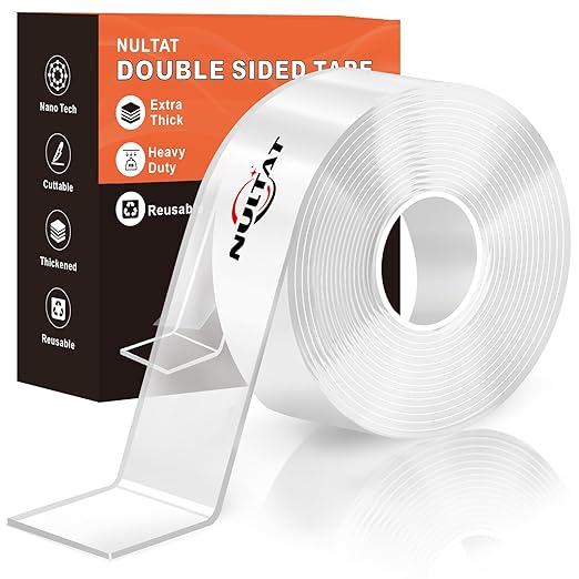 Double Sided Tape Heavy Duty, 1.18" x 120" Strong Nano Double Stick Tape, Removable, Washable, Reusable Adhesive Tapes for Wall, Clear Multipurpose Adhesive Mounting Tape (10FT)