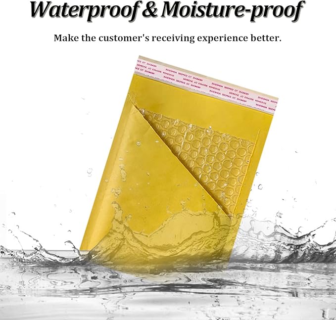 FCLMHD Bubble mailers 6x9 100Pack Yellow Padded Envelopes Discount Small Business Mailing Packages Self Sealing Tear Resistant Boutique Bulk Mail Shipping Bags for Jewelry Makeup Supplies.