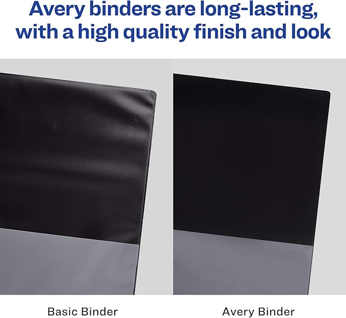 Avery Economy 3 Ring Binders, 1" Round Rings, 4 Black Binders (03301)