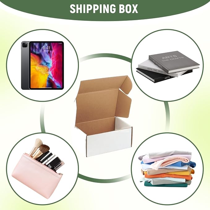 25 Pack 9"x6"x4" inch Small Shipping Boxes White Corrugated Cardboard Box for Small Business, Mailer, Shipping, and Packing