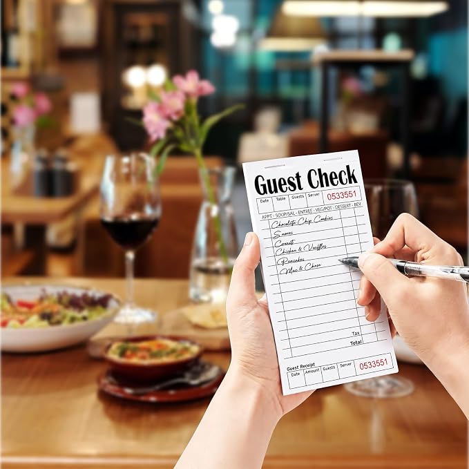 ZPARIK 6 Pack Guest Checks Books, Server Note Pads, White | 6 Pack Guest Checks with 50 Sheets Per Book, Waiter Checkbook, Waitress Notepad for Restaurants, Perfect for Servers