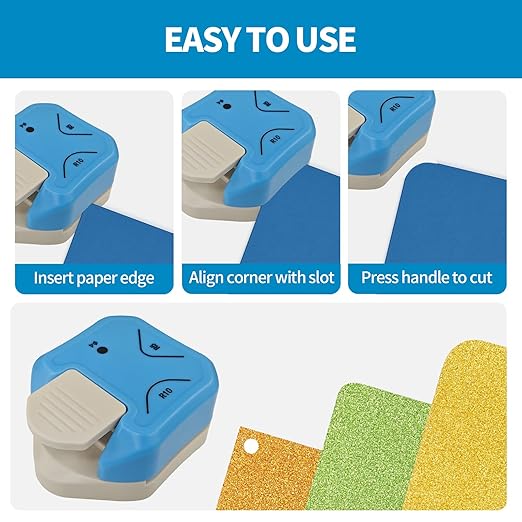 3-in-1 Paper Corner Rounder, Compact and Durable for 5mm、10mm Radiusand and Perforation, Round Corners Cutter Ideal for Card Making,Photo Cutter,Scrapbooking and DIY Projects