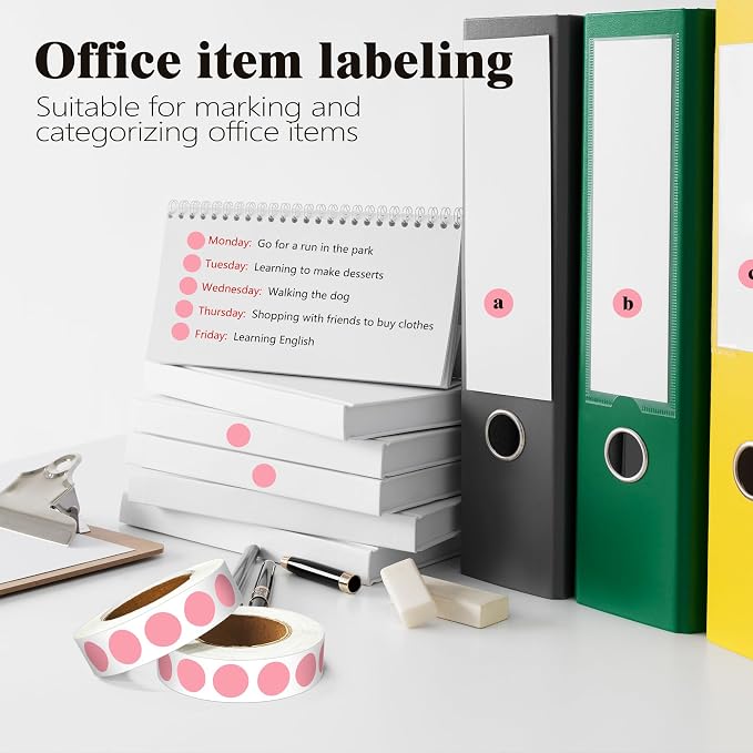 4 Rolls 4000 Dot Stickers 1/2 Inch Round Color Coding Label(Pink) | Circle Stickers 0.5 Inch Colorful Coding Label Sticker for Office,Student,Classroom