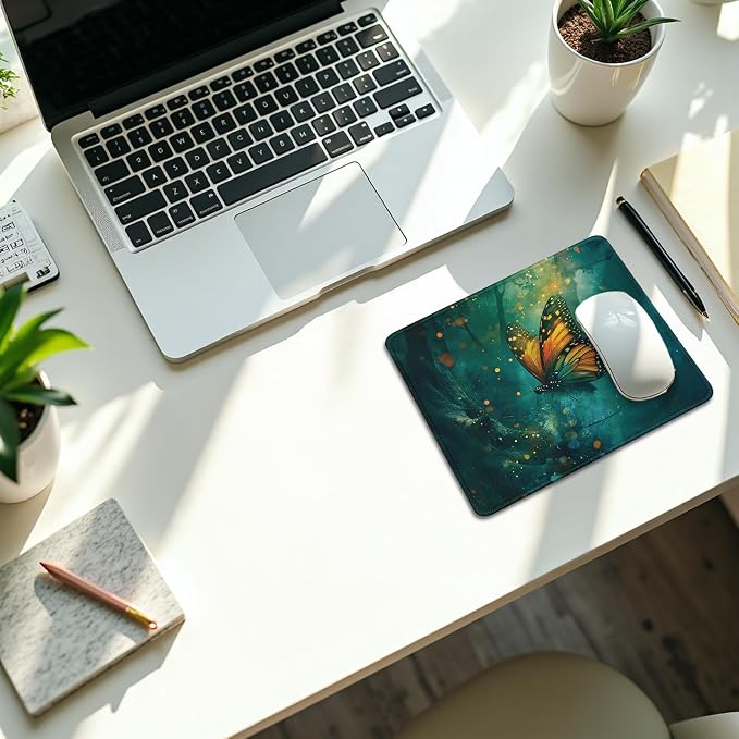 Mystical Butterfly Mouse Pad, Gifts for Butterfly Lovers, Enchanted Forest Moth Mouse Pads Mousepad for Home Office Dorm Computers Laptop Supplies Desk Accessories, 9.5x7.9 Inch