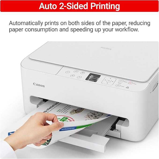 Canon PIXMA TS6520 Wireless Color Inkjet Printer Duplex Printing, White – Home Printer with Copier/Scanner, 1.42” OLED Display, Intuitive Control Panel, Compact Design