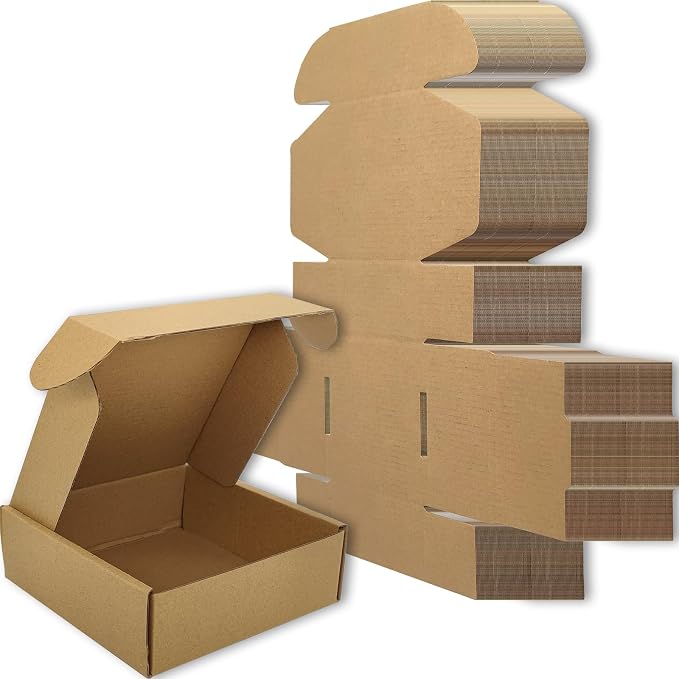 6x6x2 Shipping Boxes Set of 50, Brown Mailer Corrugated Cardboard Box | for Packaging, Literature, Packing, Mailing, Storage, Small Business, Moving, Gift, Supplies, Quick Fold, Tab Locking