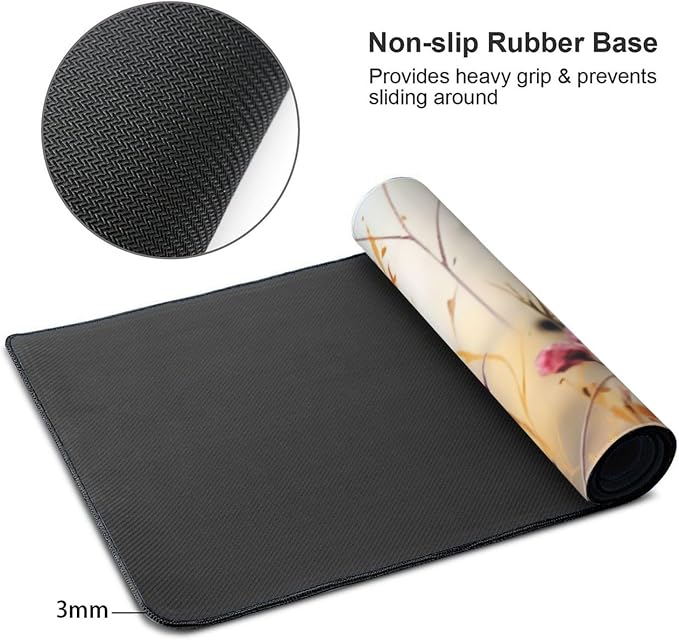 35.4 x 15.7 in, XXL Large Mouse Pad for Desk, Extended Keyboard Mouse Mat for Computer Office, Big Mouse pad with Stitched Edges, Gaming Pc-Wild Grass and Flowers