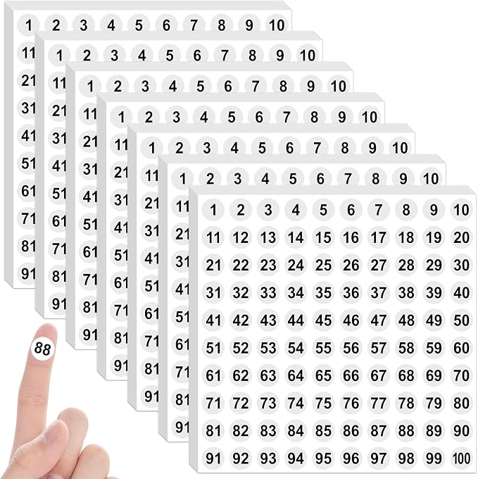 12600Pcs Number Stickers Small 1 to 100 Round Numbered Sticker,White | 0.4 Inch Self Adhesive,Consecutive Labels Stickers,for Storage Organizing,Inventory,Office,Home,Indoor Outdoor