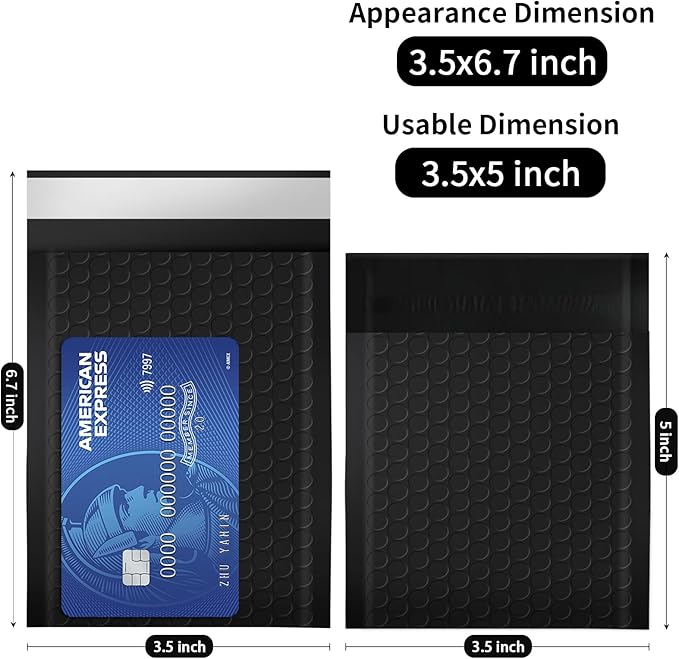 3.5x5 Inch Black Bubble Mailers 40 Pack Self-Seal Poly Padded Envelopes Suitable for Small Businesses to Package and Mail Jewelry Cosmetics, Electronic Products, Cards (Black, 3.5x5-40)