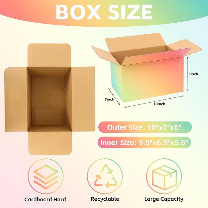 10"x7"x6" Shipping Boxes Set of 30, Colorful Corrugated Cardboard Box Packaging for Small Business, Packaging Mailing or Gift Wrapping Giving