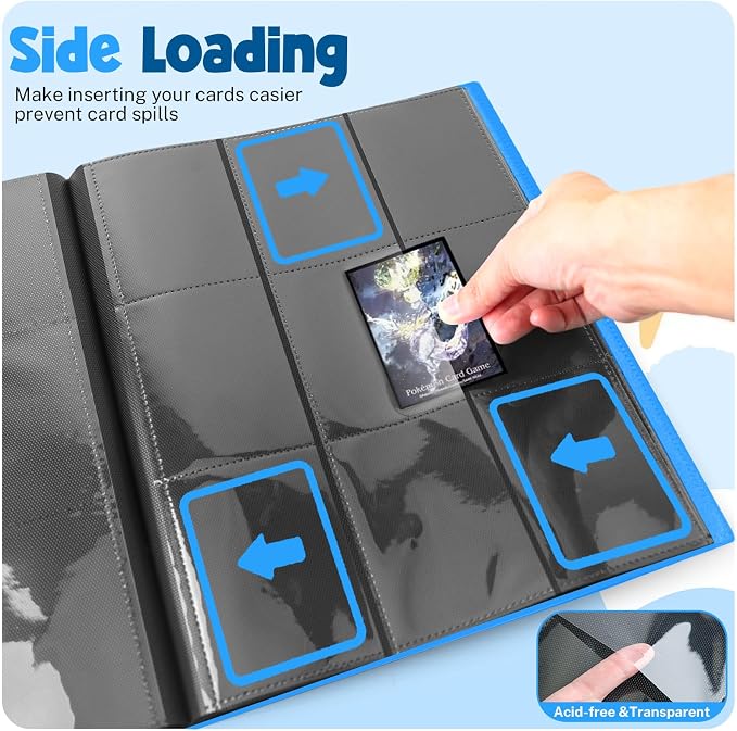 Card Binder, 9 Pocket Trading Card Album Folder,20 Pages, 360 Card Capacity Sports Card Binder, Premium Card Binders Compatible with MTG, TCG, Baseball Cards (Light blue)