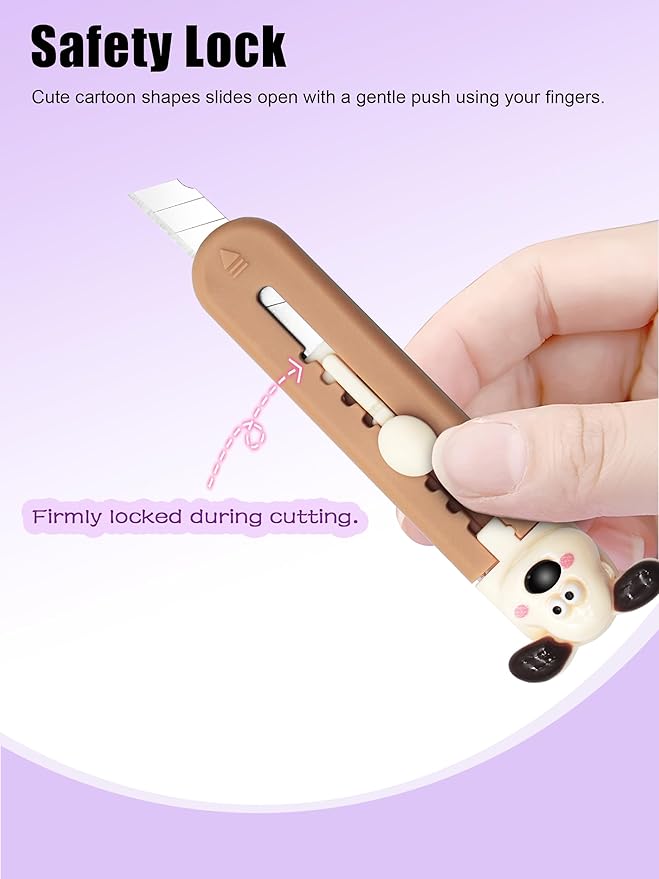 6 Pack Box Cutter Retractable, Sharp Utility Knife Retractable, Cute Box Cutters for Office, Home, Arts Crafts, Cartons, Cardboard Multi-Colors