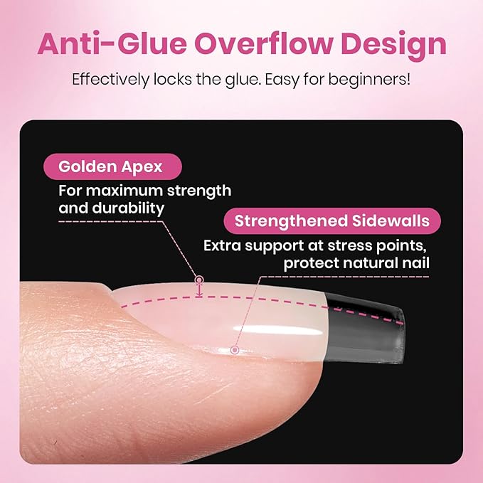 Beetles Gel Nail Tips Flat-X - Coffin Short, 320pcs 16 Sizes, Pre-Etched Half Matte Full Cover Soft Acrylic Press on False Nail Extension Tips Easy DIY Salon Art for Flat & Natural Nail Beds