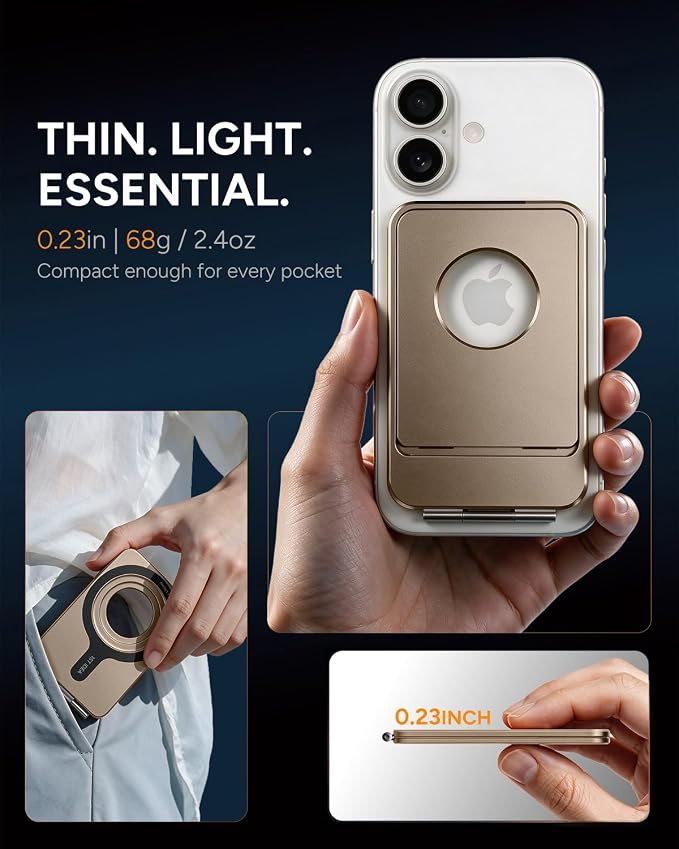 1ST IDEA for Magsafe Tripod, Tripod for iPhone Lightweight Aluminum Alloy & Angle Adjustment & Strong Magnets iPhone Tripod Stand Compatible with 17/16/15/14/13/12 (Included Metal Ring)