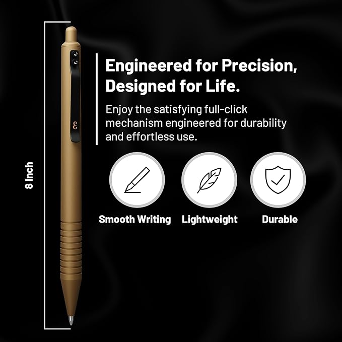Everyman Military Grafton Super Matte Full Click Refillable Gel Pen | Durable EDC Writing Tool with Deep Grip | Smooth 0.7mm Ink Flow for Daily Use, Notes, Journaling, and Office Essentials